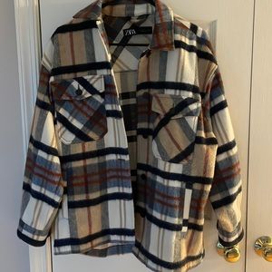 Zara wool bland plaid over shirt